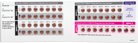 XARELTO® (rivaroxaban) tablets starter pack for deep vein thrombosis/pulmonary embolism (DVT/PE)