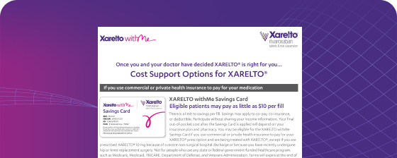 Patient affordability options with XARELTO withMe