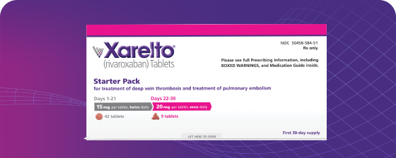 XARELTO® (rivaroxaban) starter pack for deep vein thrombosis/pulmonary embolism (DVT/PE)